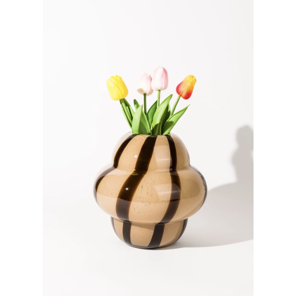 Noon & Moon Mocha Stripe Gourd Vase